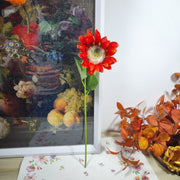 17 Inch Fall Orange Red Sunflower Stems 10 Pcs Silk Artificial Flowers for Home Office Garden Decoration