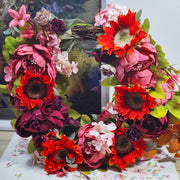 17 Inch Fall Orange Red Sunflower Stems 10 Pcs Silk Artificial Flowers for Home Office Garden Decoration