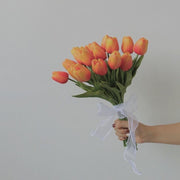 9 Inch Artificial Tulip Wedding Bouquet 10 Pcs Neutral Color Silk Flowers Bulk Wholesale