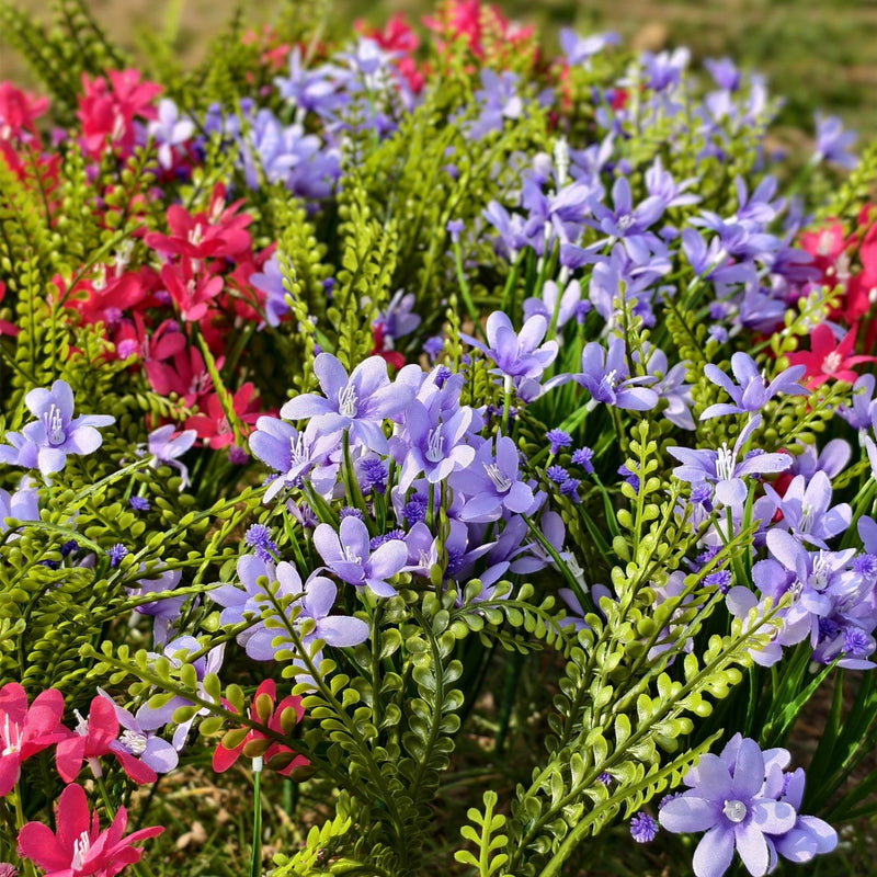 24 Bundles 12 Inch Artificial Flowers and Plants UV Resistant Outdoor Silk Stems Bulk