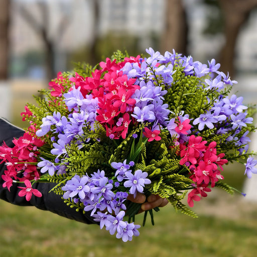24 Bundles 12 Inch Artificial Flowers and Plants UV Resistant Outdoor Silk Stems Bulk