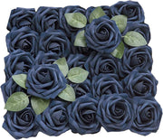 25 Pcs Artificial Foam Roses with Stems White 12 Inch Realistic DIY Wedding Bouquet Centerpieces