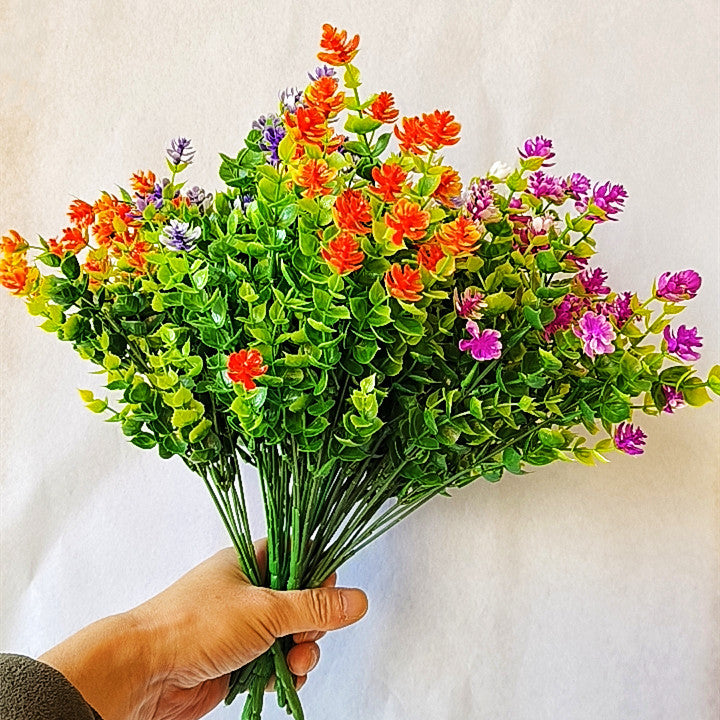 8 Bundles Artificial Flowers Plants UV Resistant Outdoor Durable Bulk Set