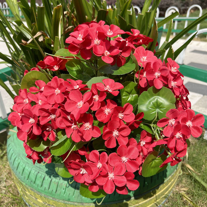 24 Stems Artificial Begonia Flowers, 16 Inch UV Resistant Silk Faux Plants for Hanging Baskets Patio Garden Decor