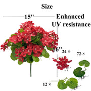 24 Stems Artificial Begonia Flowers, 16 Inch UV Resistant Silk Faux Plants for Hanging Baskets Patio Garden Decor