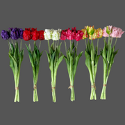 5 Pcs Artificial Parrot Tulip Stems Bouquet, Real Touch Silk Flowers, Bulk Set