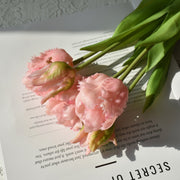 5 Pcs Artificial Parrot Tulip Stems Bouquet, Real Touch Silk Flowers, Bulk Set