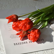 5 Pcs Artificial Parrot Tulip Stems Bouquet, Real Touch Silk Flowers, Bulk Set