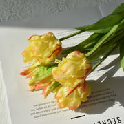 5 Pcs Artificial Parrot Tulip Stems Bouquet, Real Touch Silk Flowers, Bulk Set