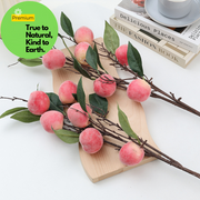 Artificial Peach Fruit Branches 3 Pcs Real Touch Silk Decorative Stems