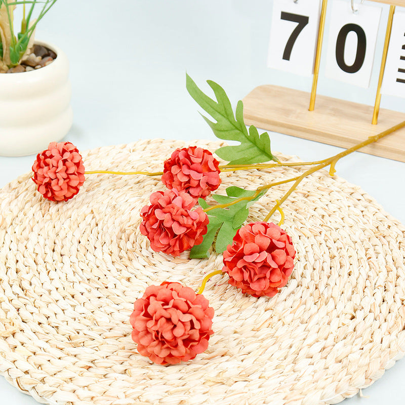 19.6 Inch Artificial Chrysanthemum Pom Ball Flower Branches Bulk Quantity