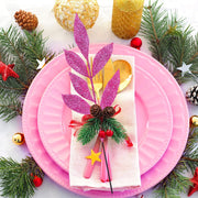 Glittered Artificial Leaf Spray Picks 12 Inch 10 Pcs Bulk for Christmas Winter Wedding Floral Arrangements