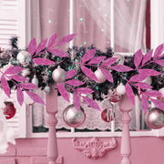 Glittered Artificial Leaf Spray Picks 12 Inch 10 Pcs Bulk for Christmas Winter Wedding Floral Arrangements