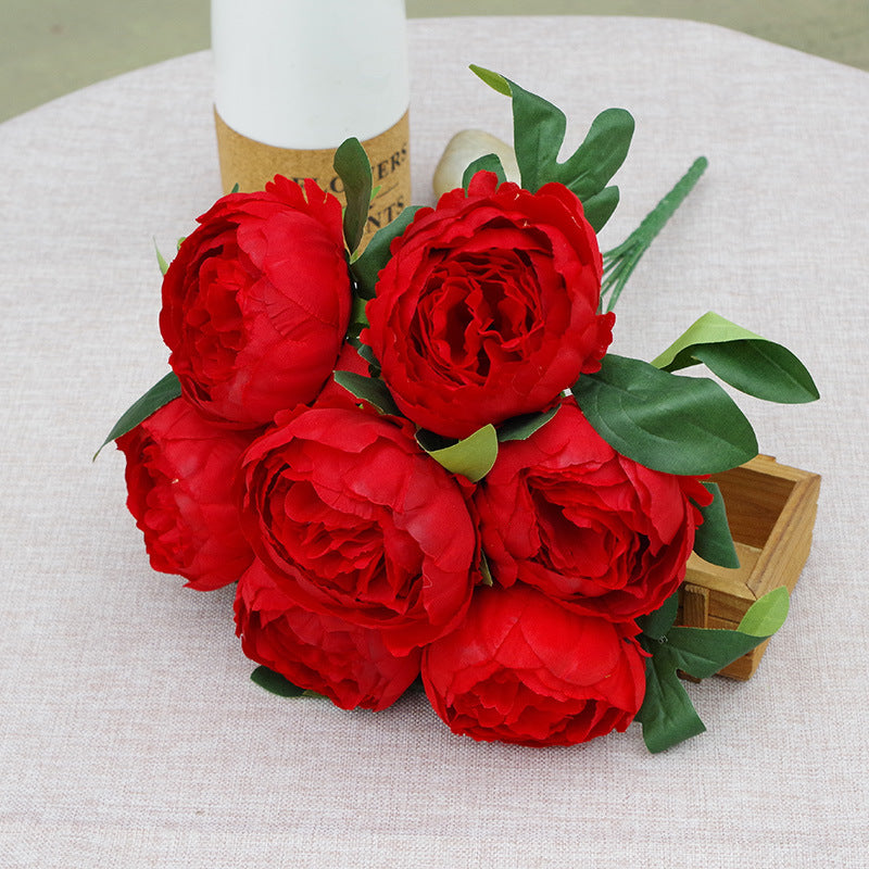 17 Inch Artificial Silk Peony Bush Bouquet 7 Heads Bulk Wholesale