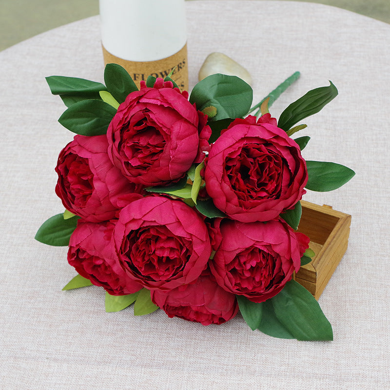 17 Inch Artificial Silk Peony Bush Bouquet 7 Heads Bulk Wholesale