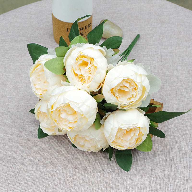 17 Inch Artificial Silk Peony Bush Bouquet 7 Heads Bulk Wholesale