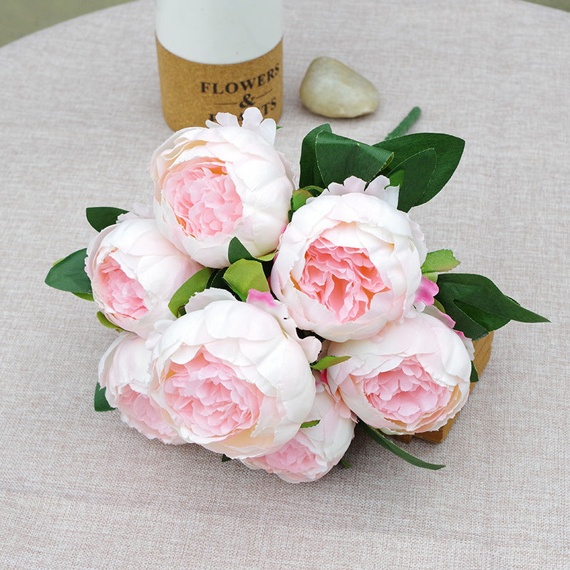 17 Inch Artificial Silk Peony Bush Bouquet 7 Heads Bulk Wholesale
