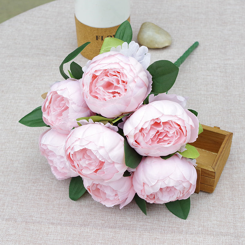 17 Inch Artificial Silk Peony Bush Bouquet 7 Heads Bulk Wholesale