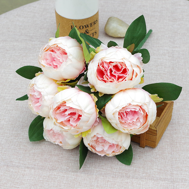 17 Inch Artificial Silk Peony Bush Bouquet 7 Heads Bulk Wholesale