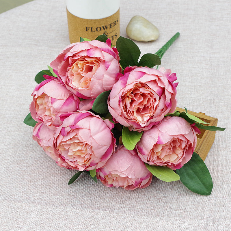 17 Inch Artificial Silk Peony Bush Bouquet 7 Heads Bulk Wholesale