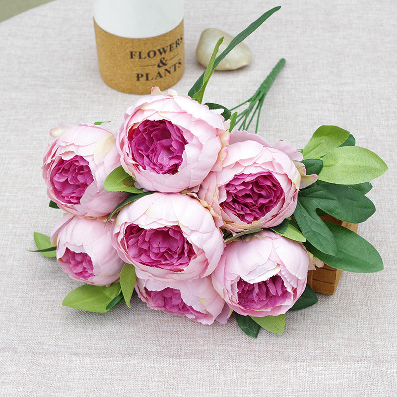 17 Inch Artificial Silk Peony Bush Bouquet 7 Heads Bulk Wholesale