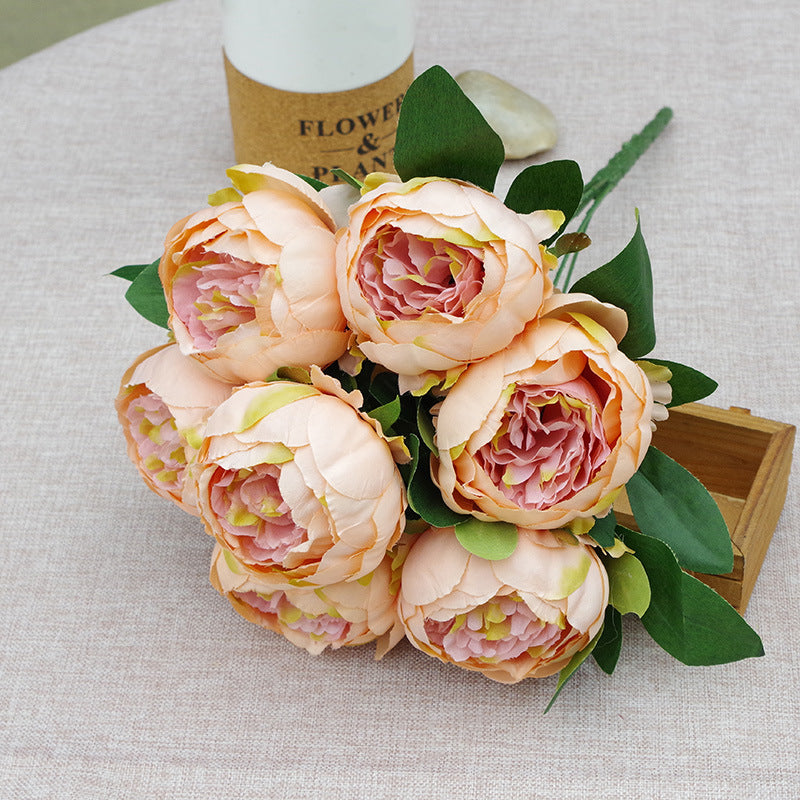 17 Inch Artificial Silk Peony Bush Bouquet 7 Heads Bulk Wholesale