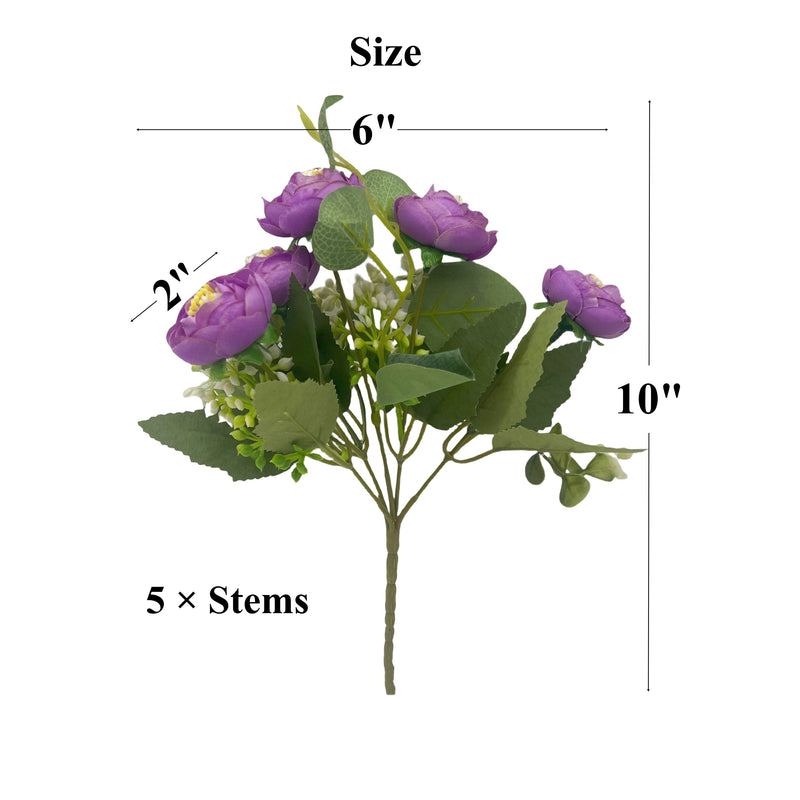 10" Artificial Small Peony Buds Bush Bouquets, 10 Colors, 10 Pcs for Crafts Wholesale
