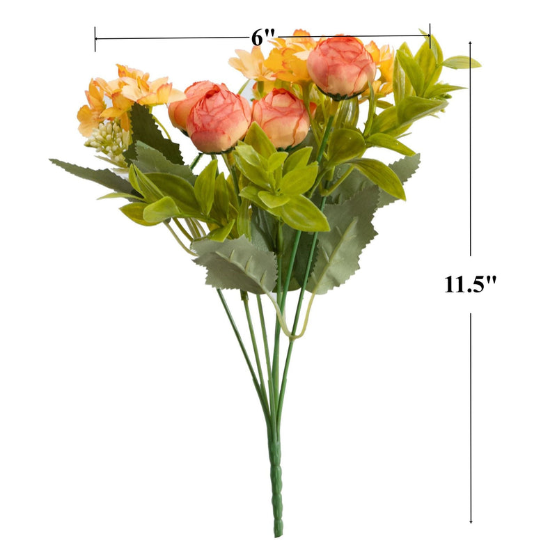 11.5 Inch Small Artificial Peony Buds Bush with Wildflowers Bouquet, 1 Piece