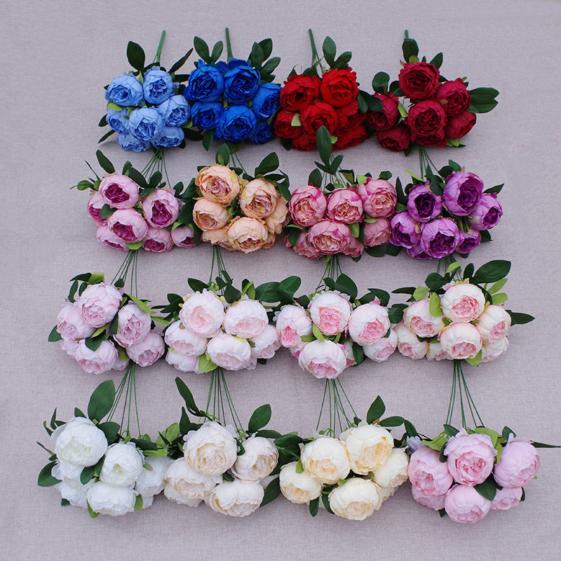 17 Inch Artificial Silk Peony Bush Bouquet 7 Heads Bulk Wholesale