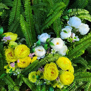 4 Pcs 12 Inch Artificial Peony and Daisy Bushes Mixed Flowers for Outdoor Spring Decor