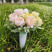 Artificial Cemetery Flowers Bulk in Vase 12 Inch Silk Floral Arrangements for Graves Memorials