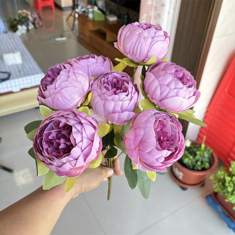 17 Inch Peony Bush Bouquet 7 Stems Silk Artificial Flowers Bulk Wholesale