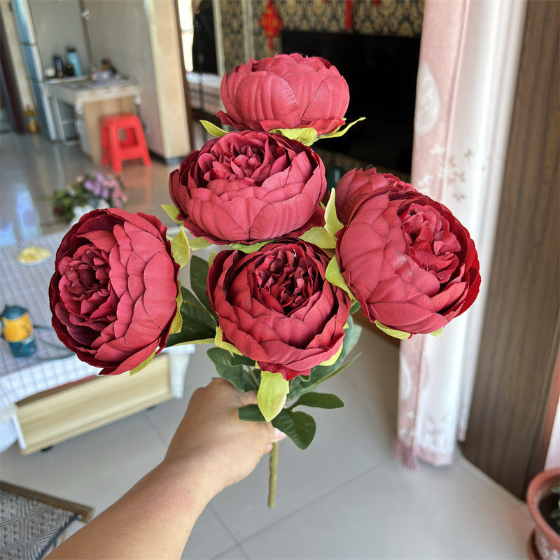 17 Inch Peony Bush Bouquet 7 Stems Silk Artificial Flowers Bulk Wholesale