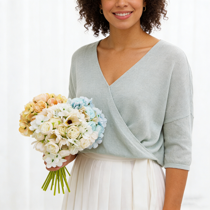 12 Inch Artificial Peony and Hydrangea Bouquet, 1 Pc Silk Floral Arrangement for Wedding and Home Decor