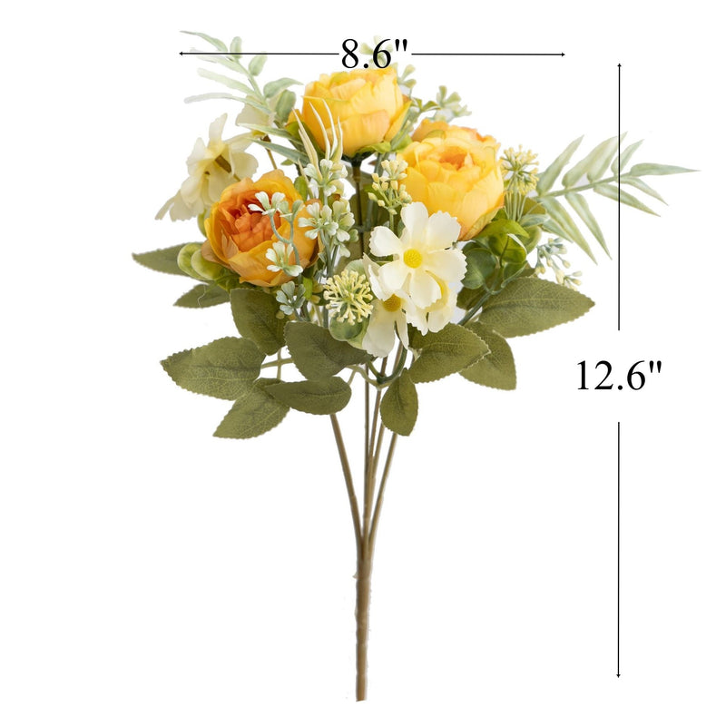 12.6 Inch Small Peony Artificial Silk Flowers Bouquet, Mixed Colors, Bulk Wholesale