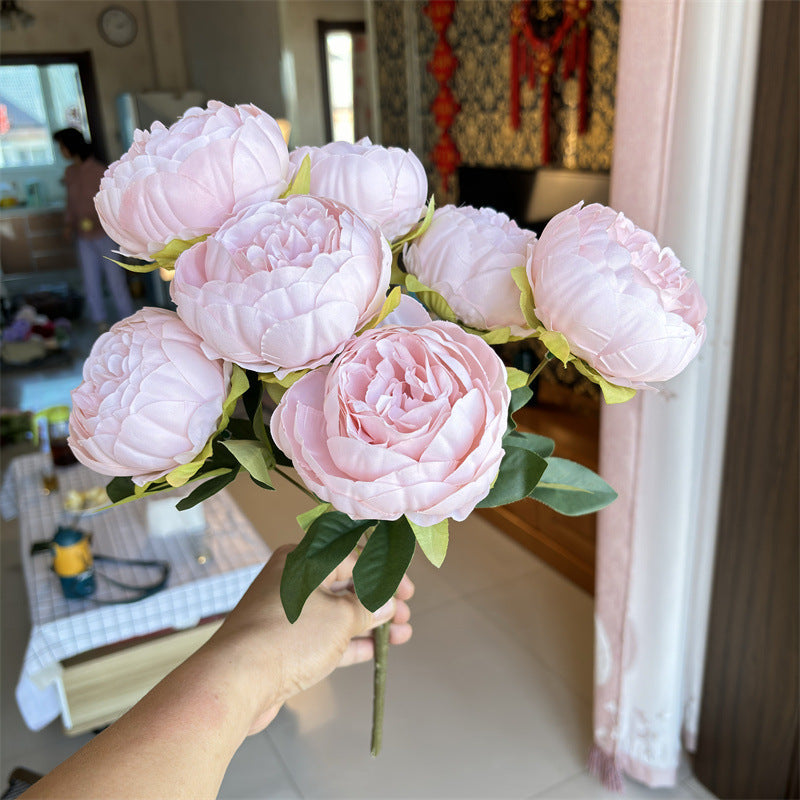 17 Inch Peony Bush Bouquet 7 Stems Silk Artificial Flowers Bulk Wholesale