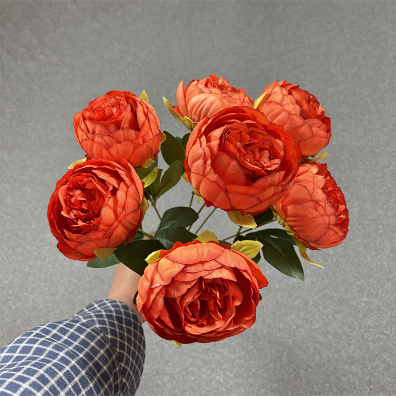 17 Inch Peony Bush Bouquet 7 Stems Silk Artificial Flowers Bulk Wholesale