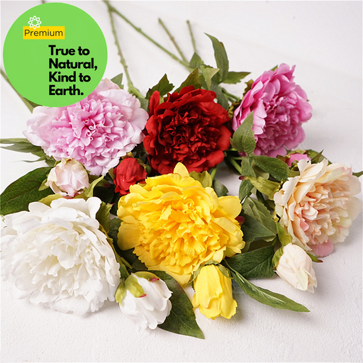 Real Touch Peony Stem Artificial Silk Flower 18 Inch Single Stem