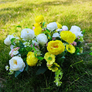 4 Pcs 12 Inch Artificial Peony and Daisy Bushes Mixed Flowers for Outdoor Spring Decor