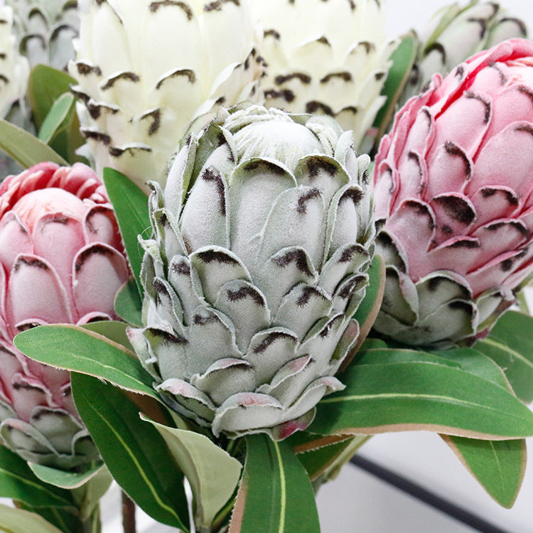 36 Inch Extra Tall Artificial Protea Stems, 6 Pcs Pineapple Protea Flowers