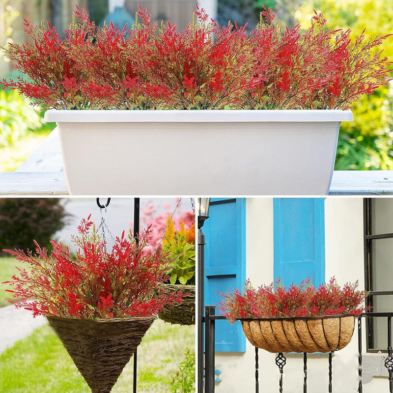 12 Bundles Artificial Christmas Pine Bush Shrubs UV Resistant Outdoor Plants