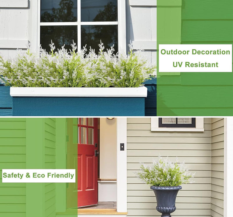12 Bundles Artificial Christmas Pine Bush Shrubs UV Resistant Outdoor Plants