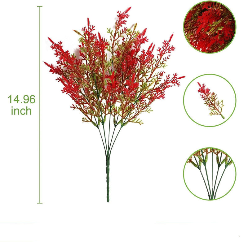 12 Bundles Artificial Christmas Pine Bush Shrubs UV Resistant Outdoor Plants