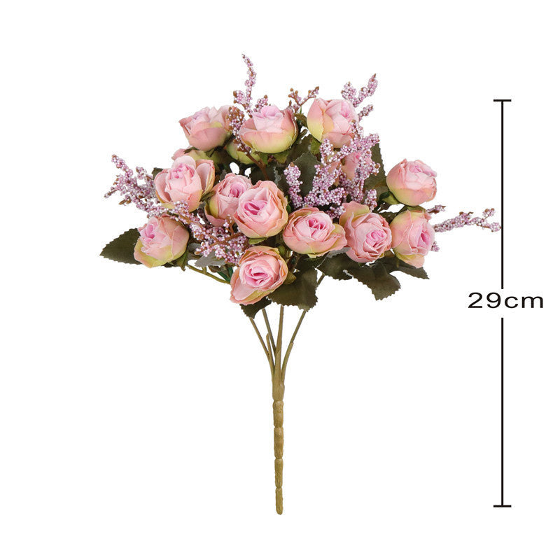 3PCS Floral Velvet Rose Bouquet - Faux Silk Flowers for Table Centerpiece Decor
