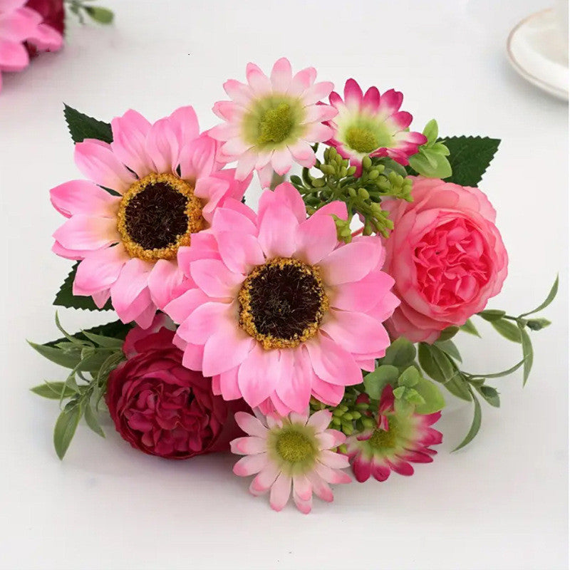 12 Inch Artificial Silk Chrysanthemum Rose Sunflower Daisy Mums Bouquet Bulk 10 Pcs