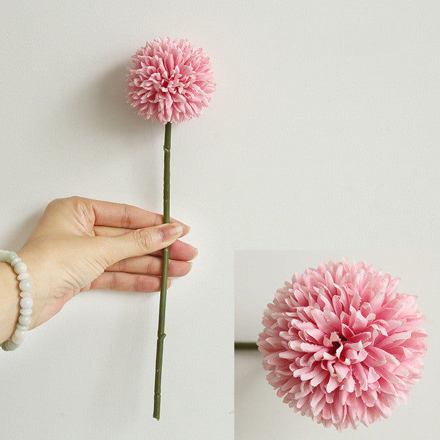 11.4 Inch Artificial Silk Pompon Mum Chrysanthemum Flowers with Stems, Bulk Wholesale Kiku Flowers