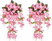 2 Pcs Artificial Hibiscus Weeping Hanging Flowers UV Resistant for Outdoors