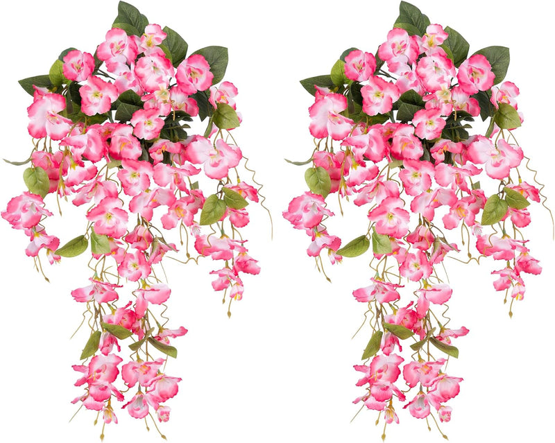 2 Pcs Artificial Hibiscus Weeping Hanging Flowers UV Resistant for Outdoors