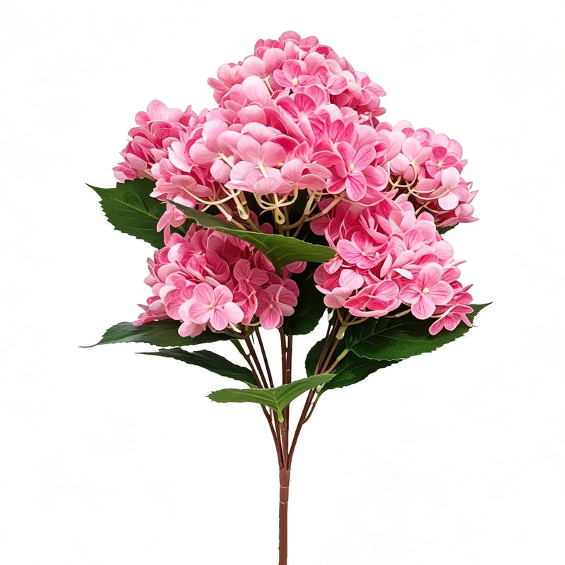 Real Touch Faux Hydrangea Bush, 24-Inch Large Artificial Flowers with 7 Heads, UV Resistant for Outdoor Planters, Wedding Arch & Home Decor
