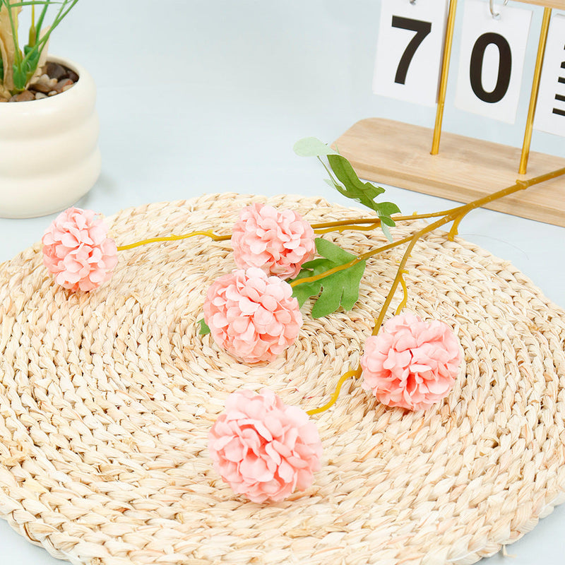 19.6 Inch Artificial Chrysanthemum Pom Ball Flower Branches Bulk Quantity